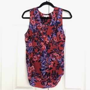 Silk, floral, sleeveless, tunic, tank